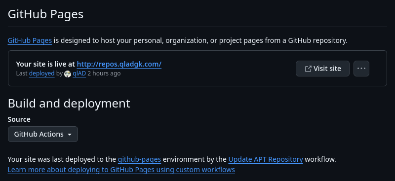 开启 GitHub Pages 功能