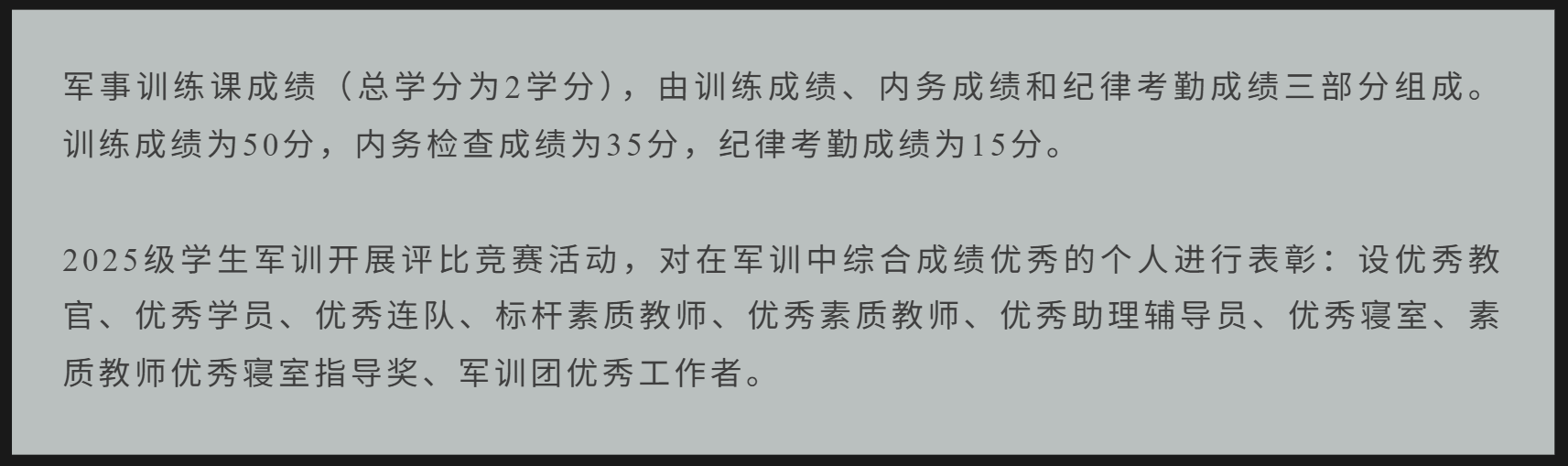 军训学分成绩